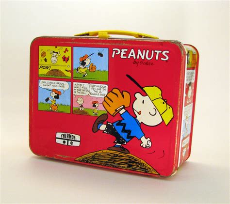 peanuts lunch box metal|snoopy lunch box 1970.